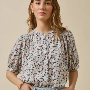 Damenbluse mit Fleurs Pop-Print