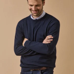 Herrenpullover aus Merinowolle mit rundem Halsausschnitt