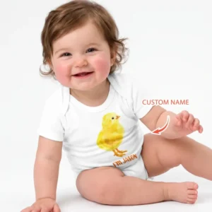 Watter Color Chicken Custom Name Bamboo Bodysuit