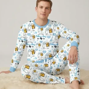 Custom Name First Father's Day Drink Bamboo Men's Pajama Set