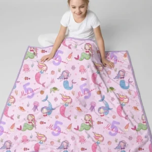 Custom Name Birthday Mermaid Bamboo Blanket