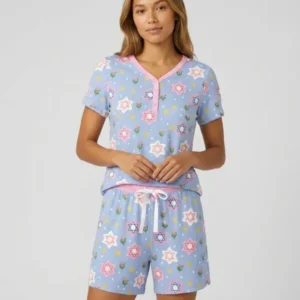 Starry Bloom Blessings Family Matching Bamboo Women Short Sleeve Short Pajama Set