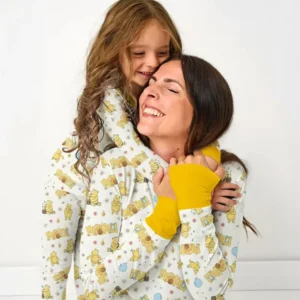 Mama & Mini Honey Bear Bamboo Two Piece Long Sleeve Pajama Set