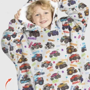 Monster Truck Custom Name Bamboo Blanket Hoodie