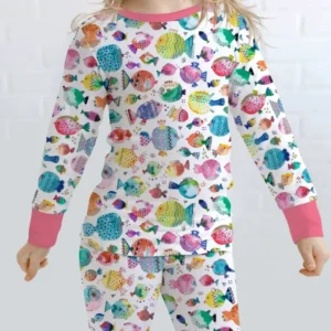 Rainbow Reef Fish Bamboo Two Piece Long Sleeve Pajama Set