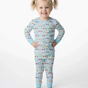 Floral Skull Bamboo Two Piece Long Sleeve Pajama Set
