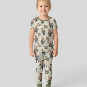 Custom Photo Dad Fishing's Buddy Daddy & Me Matching Bamboo Two Piece Short Sleeve Pajama Set