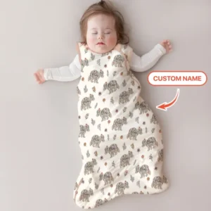 Custom Name Floral Bear Family Matching Bamboo Sleep Bag