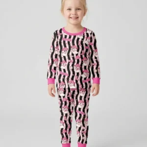 Pink Cowgirl Ghost Halloween Bamboo Two Piece Long Sleeve Pajama Set