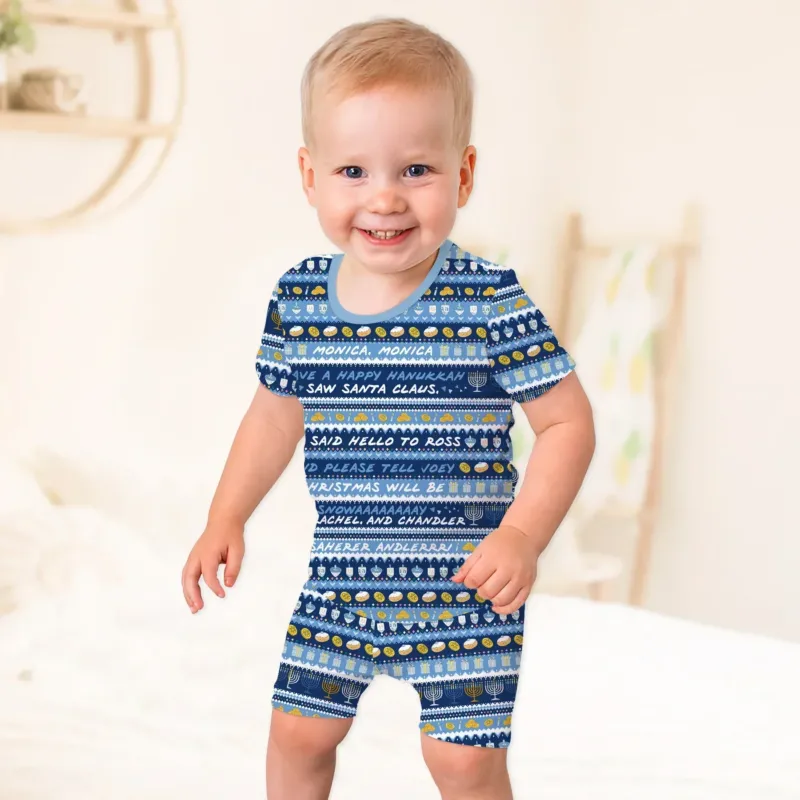 Hanukkah Fair Isle Bamboo Two Piece Short Sleeve Shorts Pajama Set