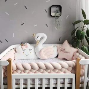 Personalized baby bedding set light peach with crib bumper. KARI studio