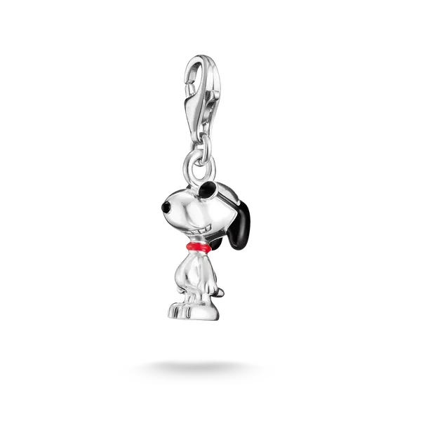 Snoopy-Sterlingsilber-Anhänger mit rotem Schal, mit Öse zum Befestigen