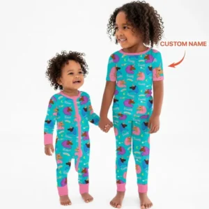 African Astro Unicorn Bamboo Two Piece Short Sleeve Pajama Set