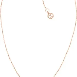 Halskette aus Edelstahl mit feiner Kette und rundem Anhänger mit hellem Stein