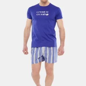 Pyjama court Pyjaméricain Homme Rythme de Croisière Bleu 1