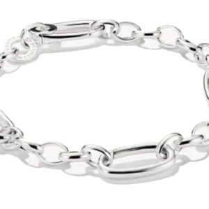 Silbernes Glieder-Charm-Armband mit drei ovalen Connect-Links