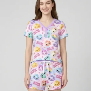 Glitter Dumpling Bamboo Women Short Sleeve Short Pajama Set