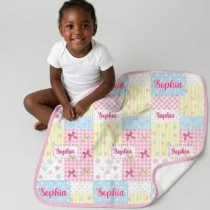 Custom Name Sweet Patchwork Bamboo Blanket