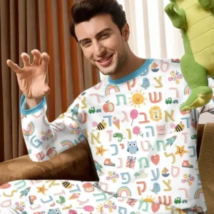 Hebrew Alphabet Bamboo Men's Pajama Set