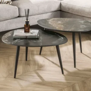 Couchtisch Marvella - 2er Set mit Keramikplatte in Steinoptik