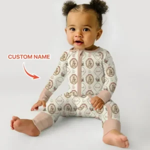 Vintage Bunny Easter Custom Name Mommy & Me Matching Bamboo Convertible Zippy