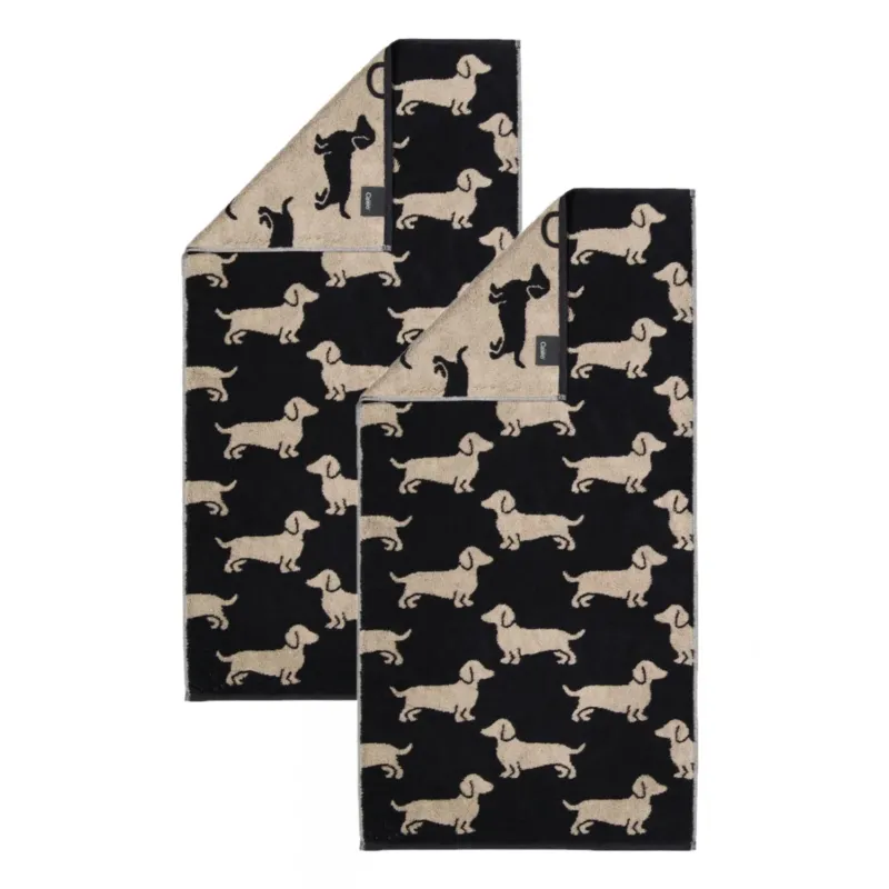 2er Handtuch-Set 50 x 100 cm We Love Dogs Dackel Schwarz