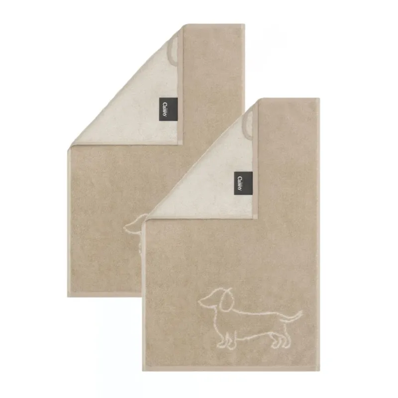 2er Gästetuch-Set 30 x 50 cm We Love Dogs Companion Dackel Natur