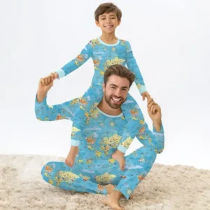 Whimsical World Map Family Matching Bamboo Men's Pajama Set