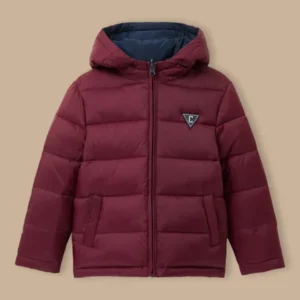 Jungen-Daunenjacke mit Federn und Daunen, wendbar