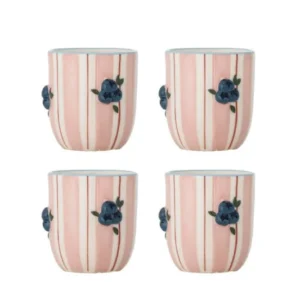 Tassen-Set Naomie – Reliefdesign in zarten Rosétönen (4er-Set)