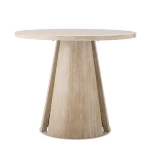Esstisch Travio – Rundes Design im Travertin-Look