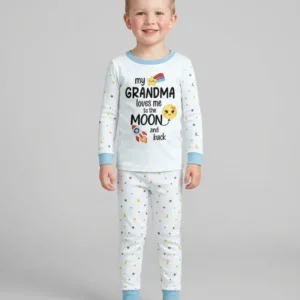 My Grandma Loves Me To The Moon And Back Bamboo Two Piece Long Sleeve Pajama Set
