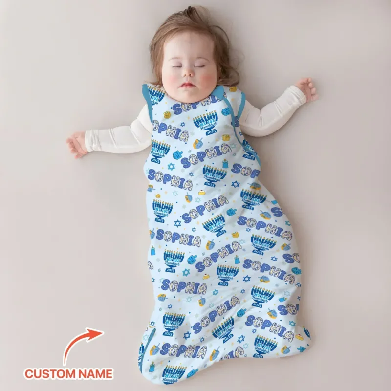 Custom name My First Hanukkah 2025 Bamboo Sleep Bag