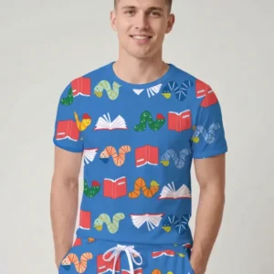 Bookworm Family Matching Bamboo Men Short Sleeve Short Pajama Set