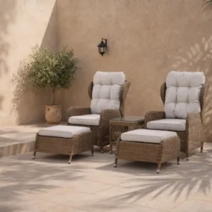 Garten Loungeset Lenox - in Natur mit verstellbarer Rückenlehne