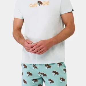 Pyjashort Homme taureau olé Céladon 1