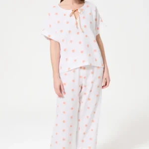 Pyjama Femme Soleil Manches courtes Imprimé soleils oranges 1