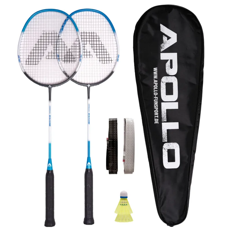 Apollo - Badmintonschläger Set Match Pro 800 - Carbon & Graphit - Blau Grau