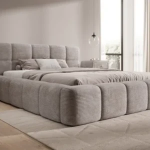 Designer Polsterbett Nox in Cord mit Stauraum