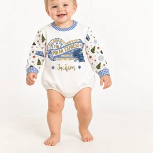Custom Name North Pole Adventure Bamboo Bubble Romper