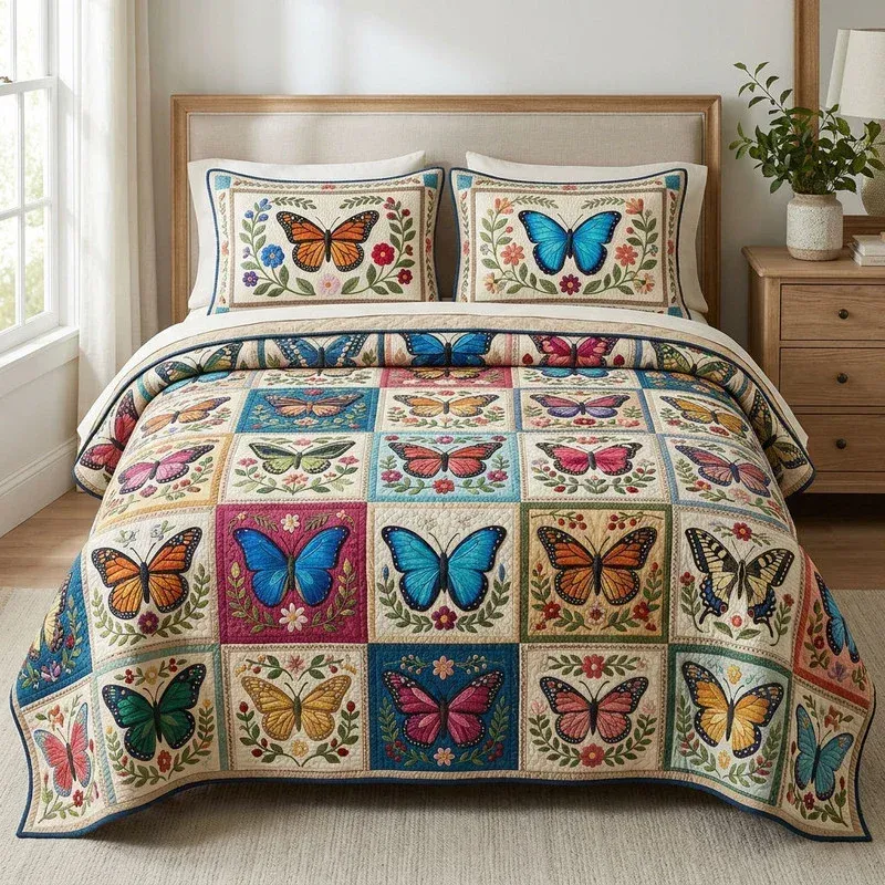 Butterfly Collection Bamboo Quilt Bedding Set