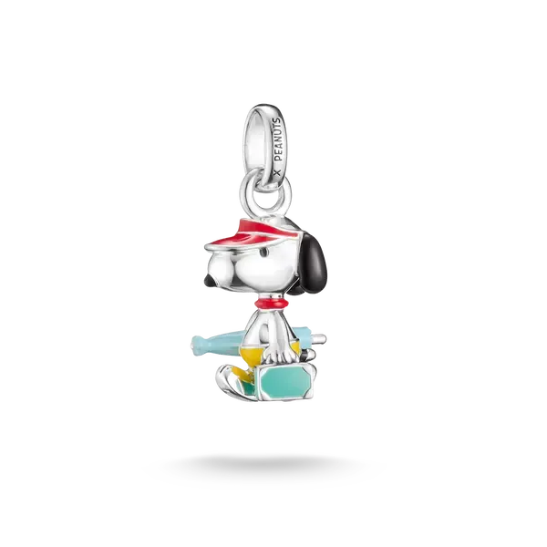 Snoopy-Silberanhänger mit bunten Details und Öse