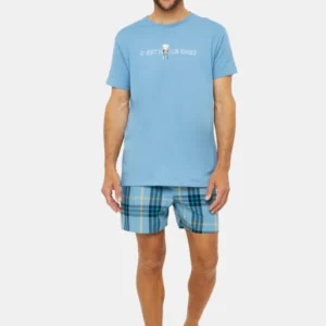 Pyjama court Pyjaméricain Homme C'est moi le chef Bleu 1