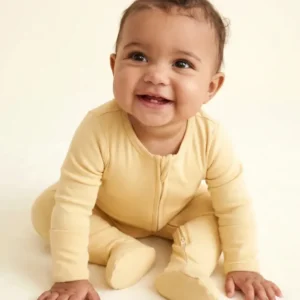Solid Color Bamboo Zippered Footie Romper