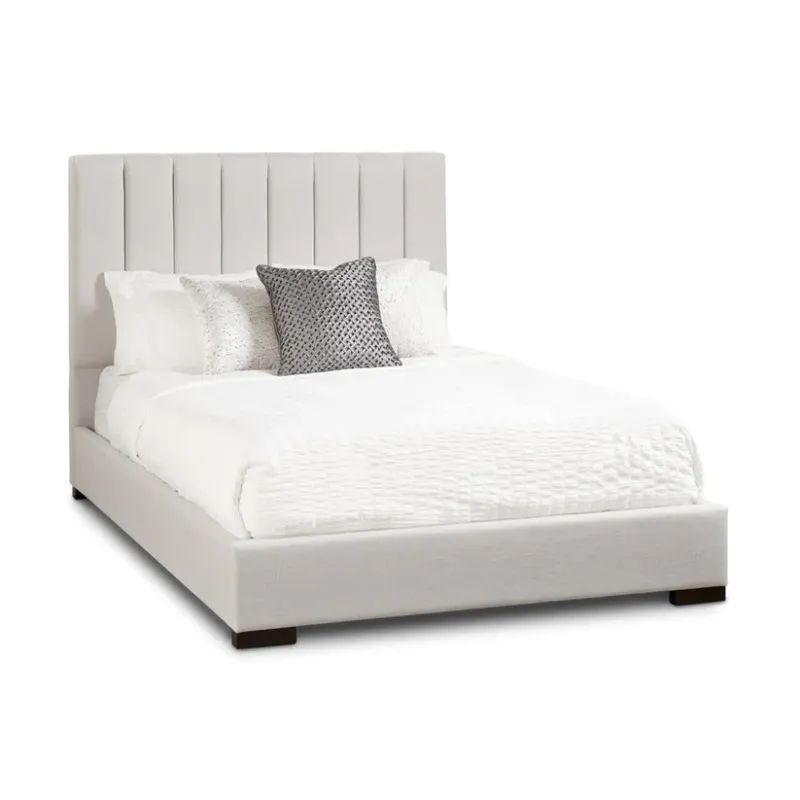 Channel Bed – Grey Linen Platform Bed, Queen/King