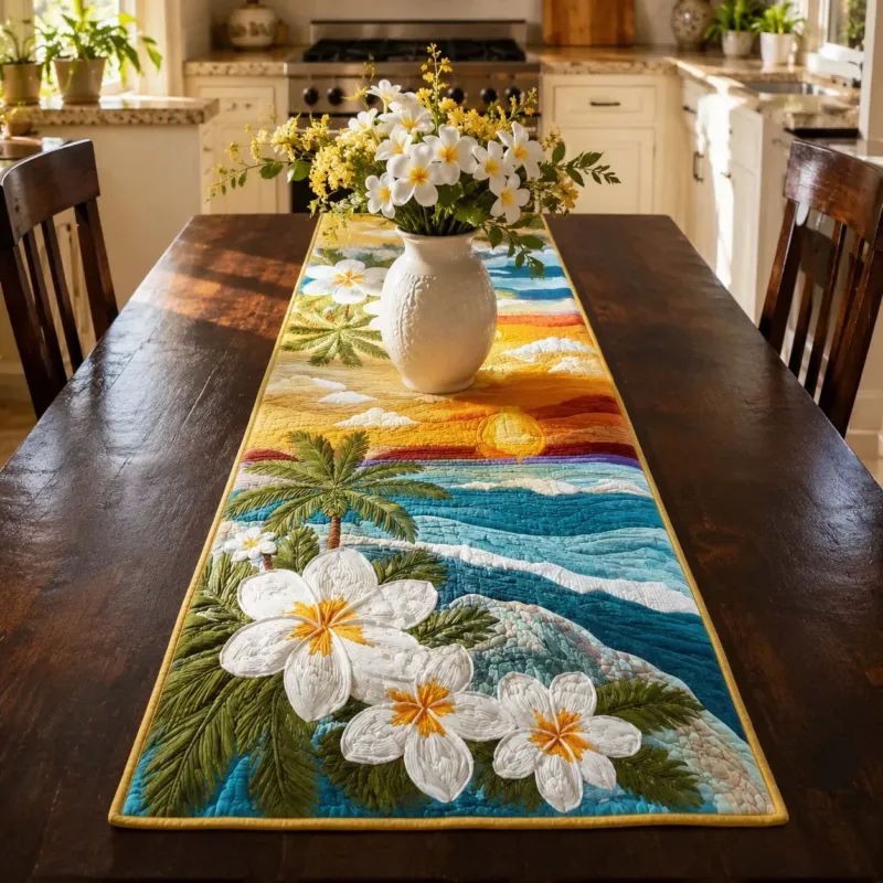 Coastal Wave Spirit Quilt Table Runner