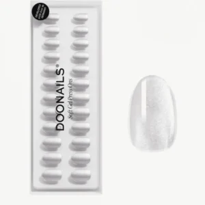White Cat Eye Short Round Soft Gel Press Ons - Doonails