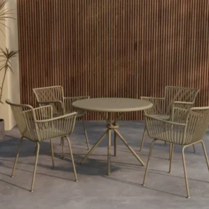Garten Essgruppe Solvira – 5-teiliges Gartenmöbel-Set mit rundem Tisch