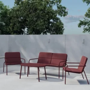 Garten Loungeset Abil – 4-teilig in Rot mit Sofa, Sesseln & Tisch