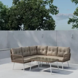 Garten Loungeset Aiko – 2-teiliges Set mit Tisch aus synthetischem Rattan